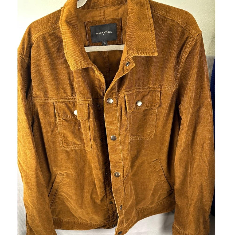 BN Republic XL Womens Brown Corduroy Trucker Jacket Utlty Vtg Pockets Classic